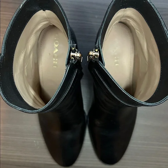 Coach Black Leather Boots with Buckle - Picture 5 of 7